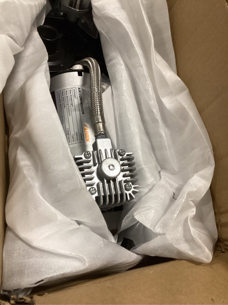 Condition photo showing As Is for 180db Train Horn Kit with 150 PSI Air Tank, Four Trumpet Air horns for Truck, Jeep, Pickup, SUV with 1.6 Gallon Air Compressor Can (Silver truck horn kit) 1.6 Gal Silver truck horn kit