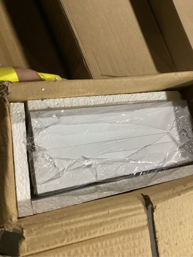 Condition photo showing Good Condition for BAMEOS Floating Shelves,31 in W White Wall Mounted Wooden Shelves with Invisible Brackets Set of 2, Hanging Wall Shelves Decoration for Bedroom, Bathroom, Living Room and Kitchen 31x7 White