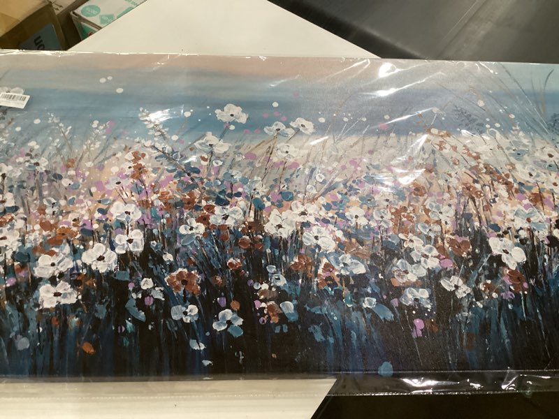 Condition photo showing New/Like New for GAIDUOMAI Wildflowers Canvas Wall Art for Bedroom Blue Lake Wall Hanging Artwork Nature Colorful Wall Paintings for Living Room Dining Room 24"x48" 48"L x 24"W Blue