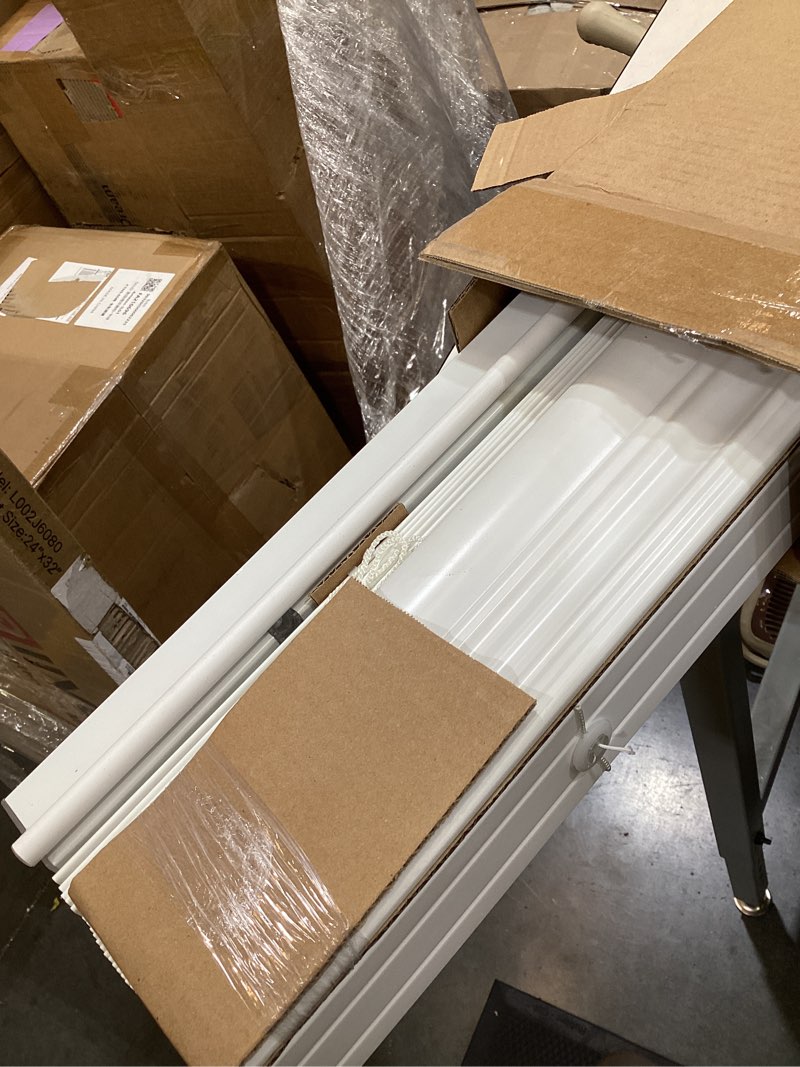 Condition photo showing Good Condition for lotus & windoware 2" faux wood cordless blind, 27" x 36", bright white | 2-inch faux wood blind, 27" x 36", bright white, cordless light control, inside/outside mount, living room, bedroom 27"w x 36"h bright white