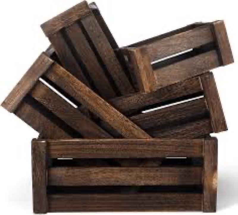 Barydat Set of 5 Wood Crates for Display Decorative Nesting Wooden Crate Storage with Handles Vintag