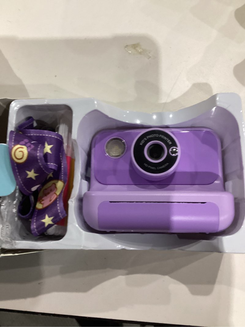 Condition photo showing As Is for Kids Camera Instant Print, Christmas Birthday Gifts for Girls and Boys, 1080P HD Video Digital Kids Camera with 32G Card, Toddler Camera for 3-12 Years Old, Purple