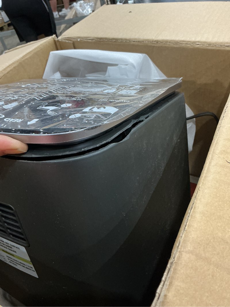 Condition photo showing As Is for cosori 9-in-1 turboblaze air fryer 6 qt, pfas-free ceramic coating, 90°–450°f, precise heating for even results, air fry, roast, bake, broil, dry, frozen, proof, reheat, keep warm, 120v, dark gray dark gray 6qt