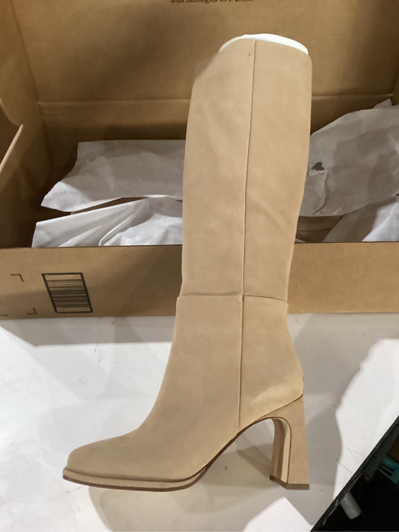 Condition photo showing New/Like New for Sam Edelman Women's Issabel Knee High Boot Light Golden Caramel Athletic Calf 6