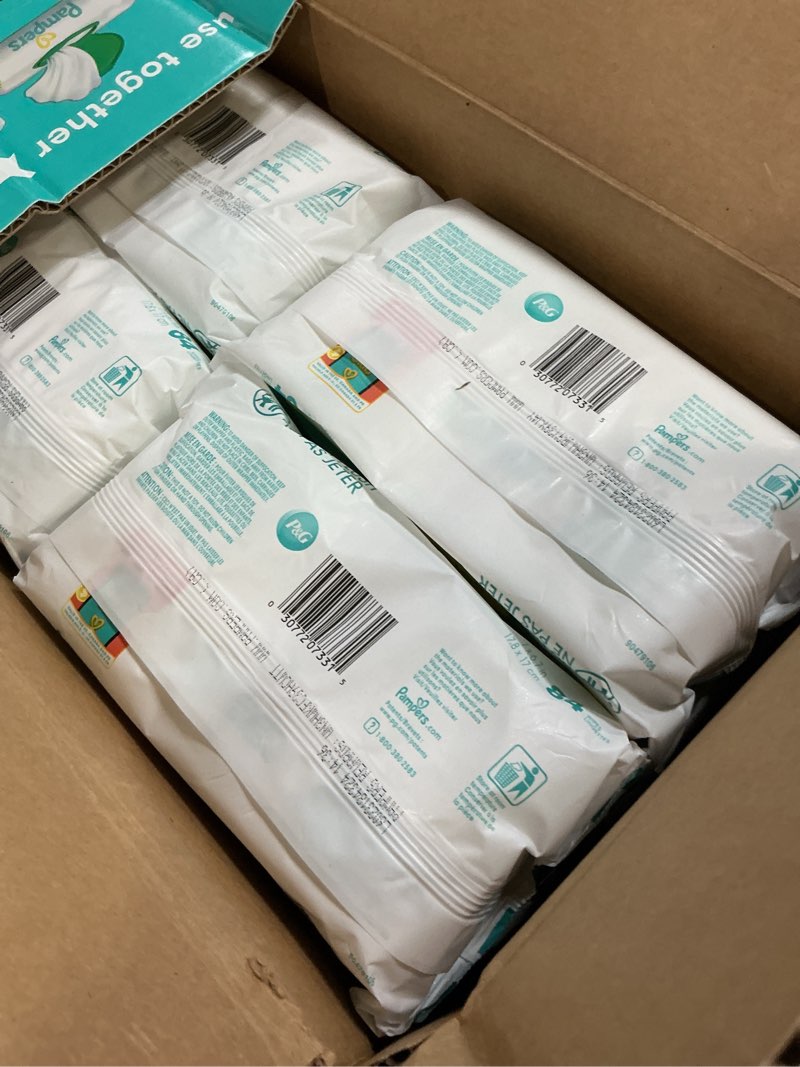 Condition photo showing New/Like New for pampers baby wipes, sensitive, water based wipe, clinically proven, hypoallergenic, and unscented for babies, 1344 wipes total (16 flip-top packs) [packaging may vary] 84 count (pack of 16)