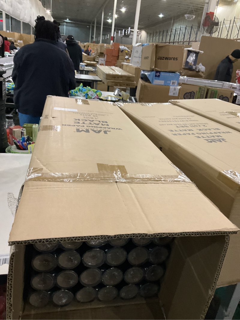 JAM Paper Gift Wrap - Matte Wrapping Paper - 50 Sq Ft Total (30 in x 10 Ft Each) - Matte Black - case of 18 sets