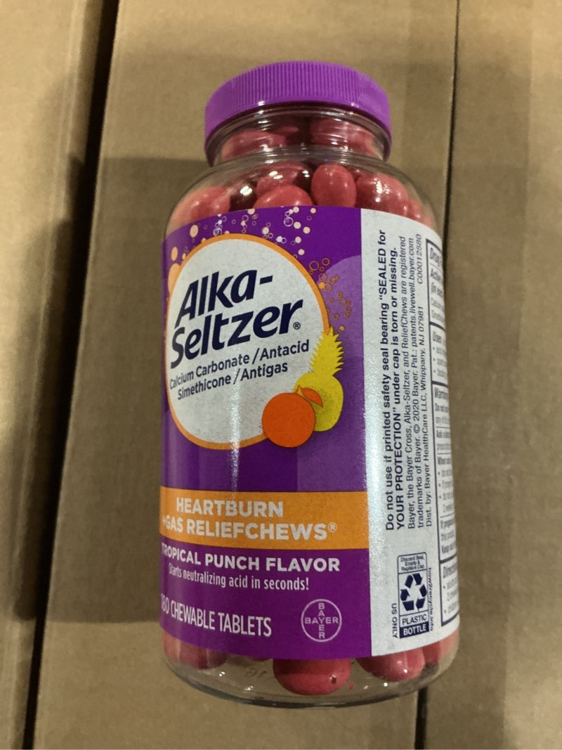 Condition photo showing New/Like New for (exp 2026-04) alka-seltzer heartburn + gas reliefchews, antacid + antigas chews for fast heartburn relief, gas, and acid indigestion relief on the go, 180 ct