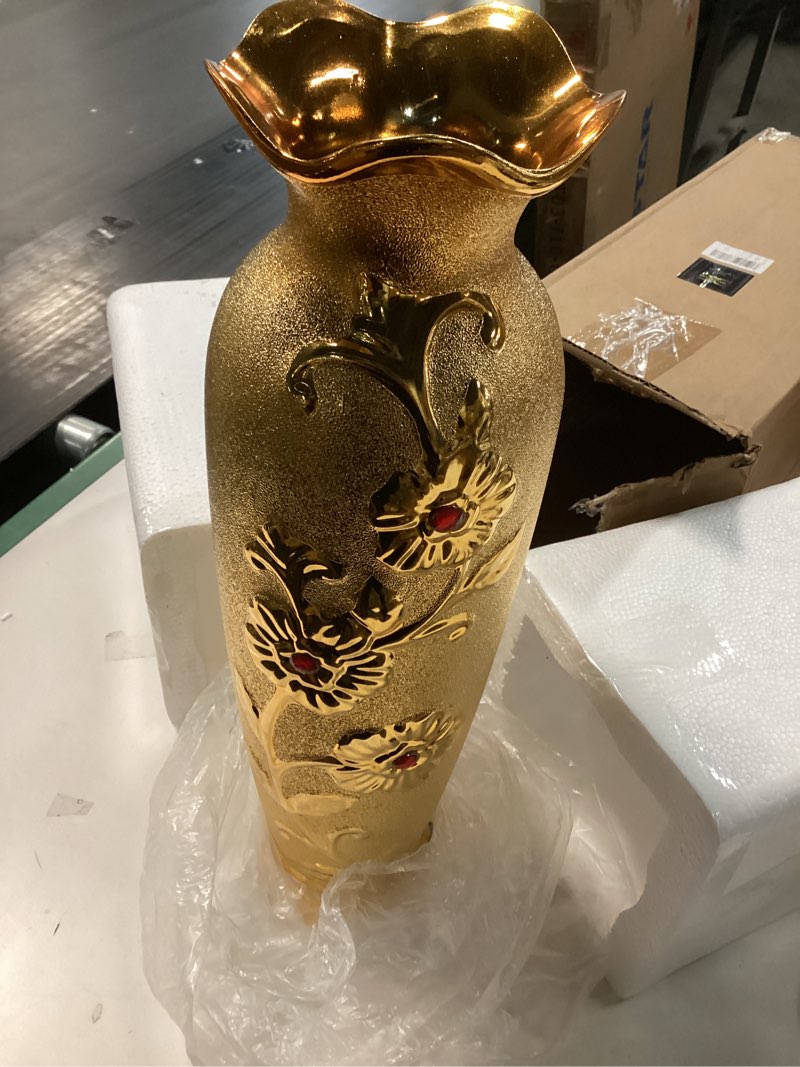 Condition photo showing New/Like New for 19 Inches Tall Floor Vase Extra Large Ceramic Decorative Vase Handmade Gold Floor Vase for Living Room Office Decor (HE48)