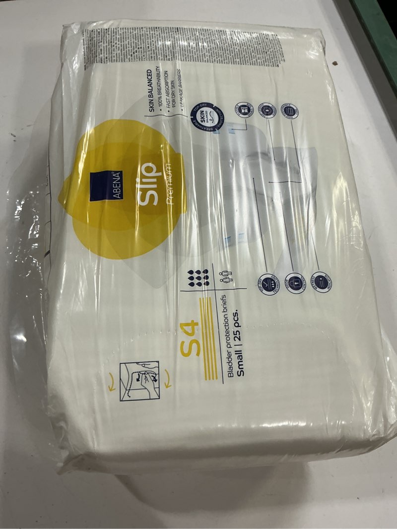 Condition photo showing New/Like New for abena slip premium incontinence briefs, level 4, (small to extra large sizes), small, 75 count small 75