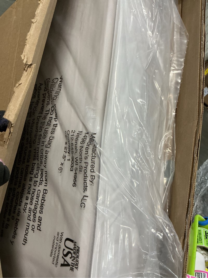 Condition photo showing New/Like New for serta perfect start limited dual sided baby crib mattress and toddler mattress, breathable fiber core, greenguard gold certified, waterproof, 7 year warranty, made in usa limited mattress