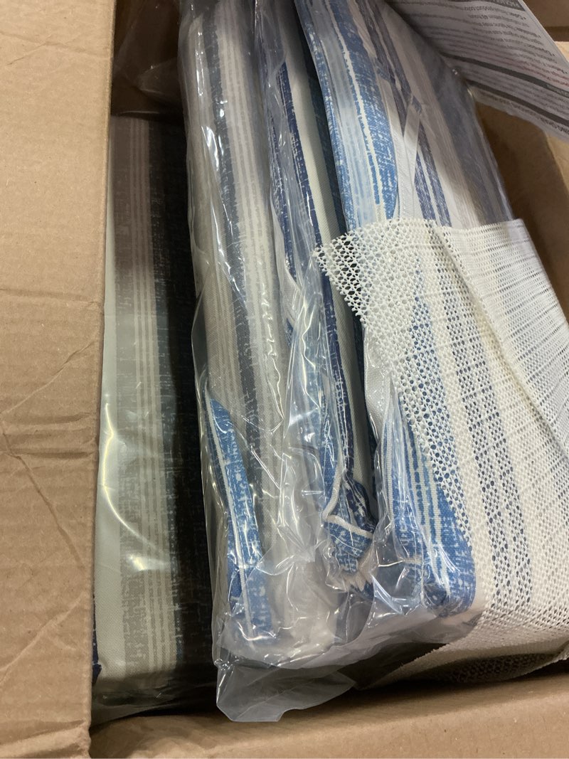 Condition photo showing Good Condition for lvtxiii outdoor chair cushions, fade-resistant patio furniture cushions outdoor chair pads with ties for dining chairs and garden furniture use, 18.5"x16"x2" 4 pack, stripe layered blue 18.5"x16"x2" ( set of 4 ) stripe layered blue