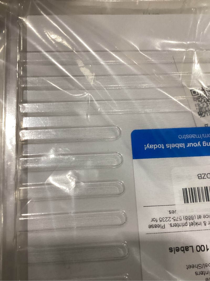 Condition photo showing As Is for Sticker Paper, 100 Sheets, White Matte, 8.5" x 11" Full Sheet Label, Works with Inkjet and Laser Printer, Compatible with Electronic Cutting Machines, OL177WX, OnlineLabels