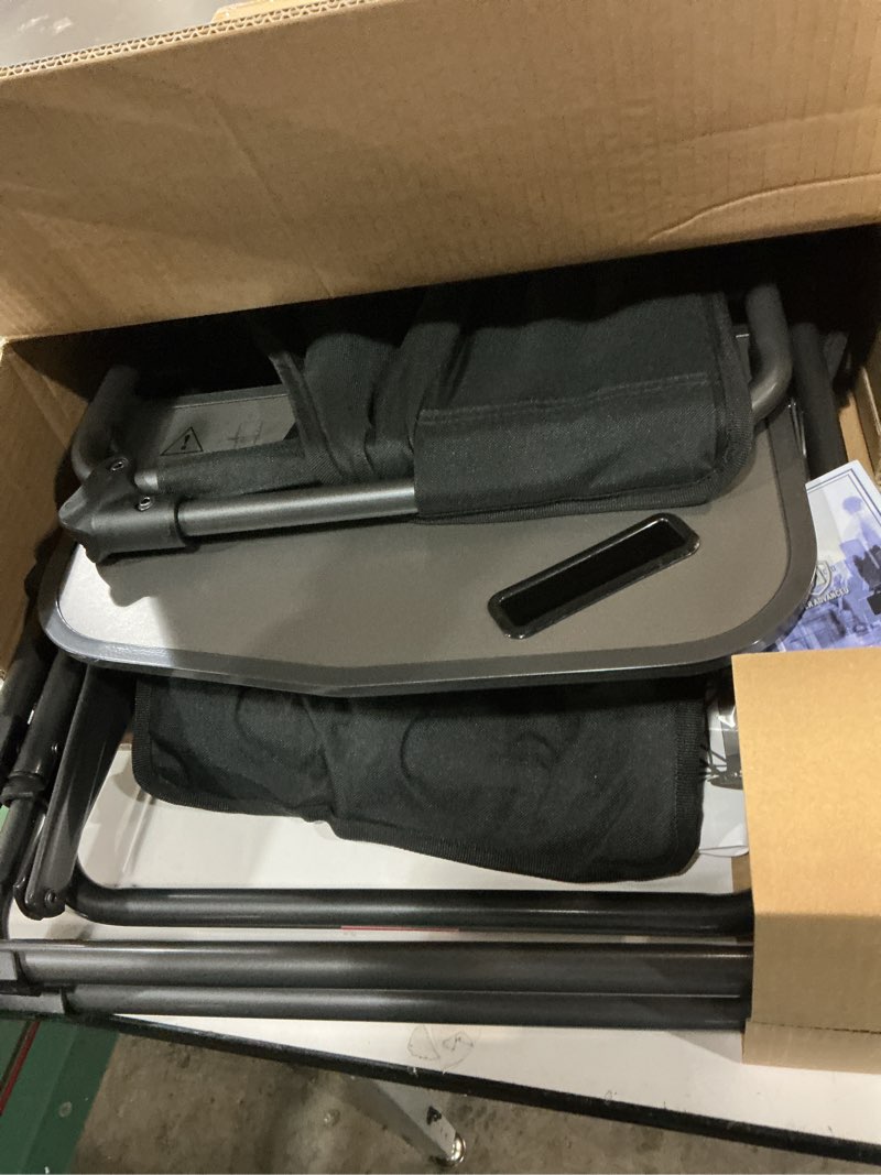 Condition photo showing Good Condition for EVER ADVANCED Camping Directors' Chair with Side Table, Portable Folding with Compact Size, Heavy Duty Lawn Chair with Pocket for Camping, Lawn, Sports and Fishing, 400lbs, Black Black Foldable Side Table