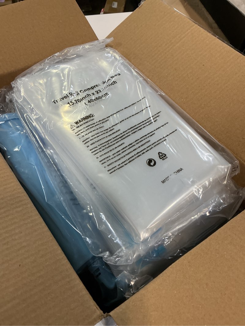 Condition photo showing New/Like New for cozy essential vacuum storage bags, 80% compression vacuum seal space saver plastic packaging bags for clothes, blankets, pillow, bedding, comforters, sealer clothing storage,20 combo combo 20