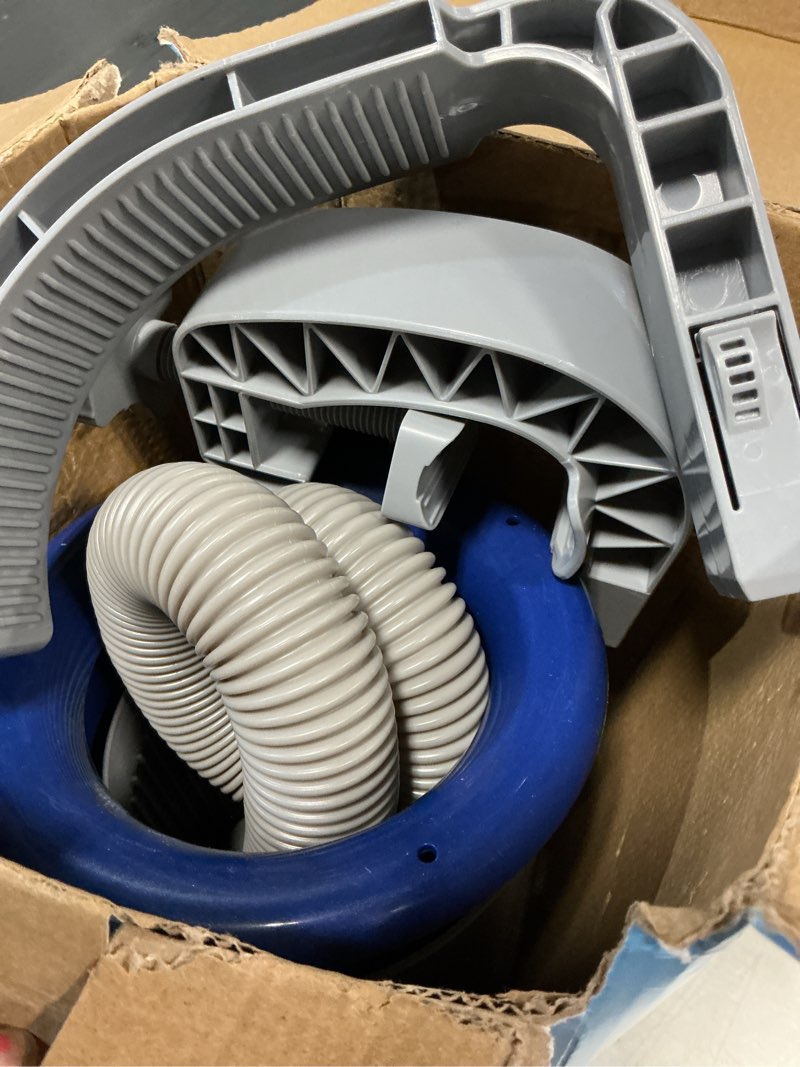 Condition photo showing As Is for incomplete  above ground pool surface skimmer, wall mount pool maintenance accessories for inflatable collars, tubular & metal frame pools, floating skimmer basket - efficiently removes debris