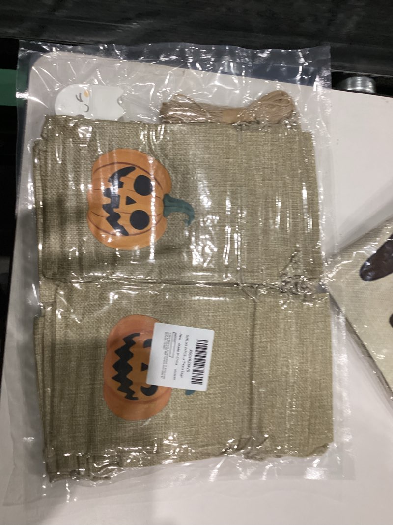 Condition photo showing New/Like New for G2PLUS 24Pcs Halloween Burlap Gift Bags - 5X7 In Drawstring Goodies Treat Bags, 8 Styles Pumpkin Gift Candy Bag with Ghost Tags for Trick or Treat Party Favors 8 Styles Pumpkin 5X7