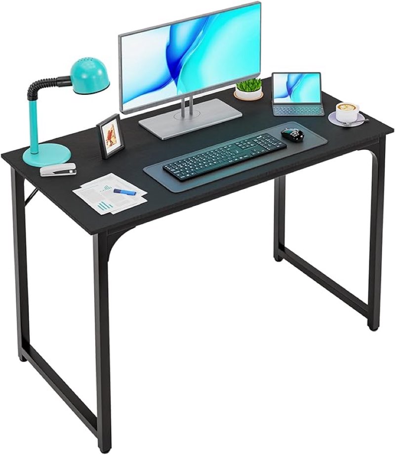 PayLessHere | 32 Inch Computer Desk | Black | Office Desk with Metal Frame, Adjustable Feet | Water-Resistant, Scratchproof Surface | Sturdy Writing Table for Home Office or Study | Pack of 1