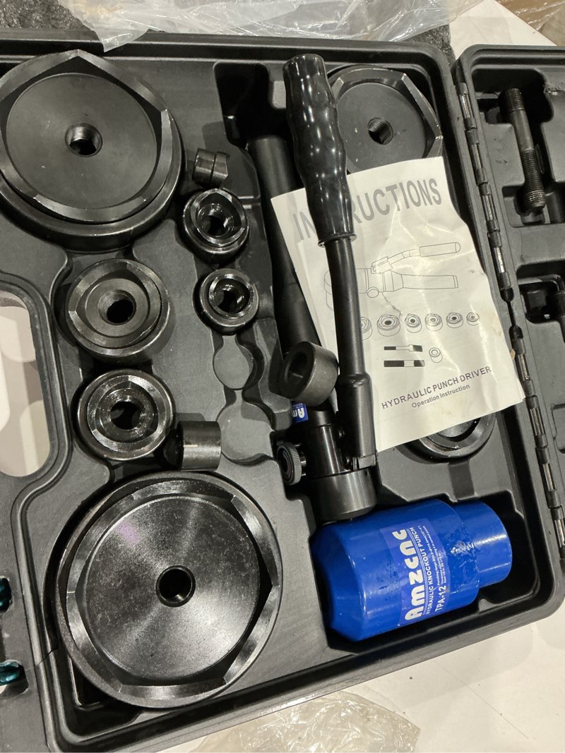 Condition photo showing As Is for amzcnc hydraulic knockout hole punch driver kit 1/2 to 4 inch electrical conduit hole cutter set ko tool kit metal sheet puncher (12ton(1/2"~4"))