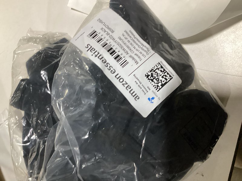 Amazon Essentials Women's Short Sleeve V-Neck Gathered Fit and Flare Dress, Black, Medium