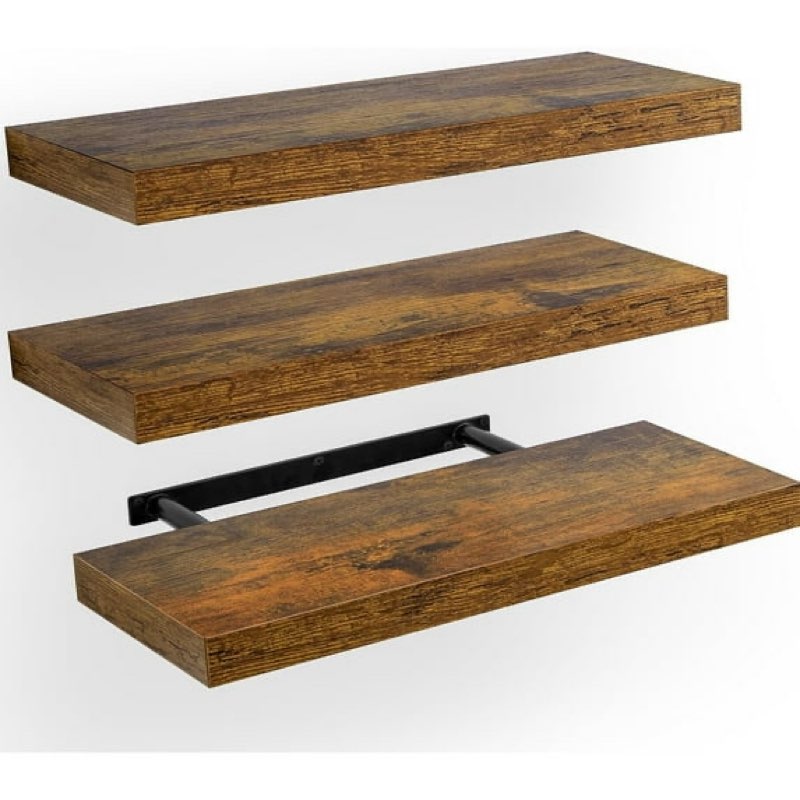  Floating Shelves (23in, Rustic Brown, Set of 3)