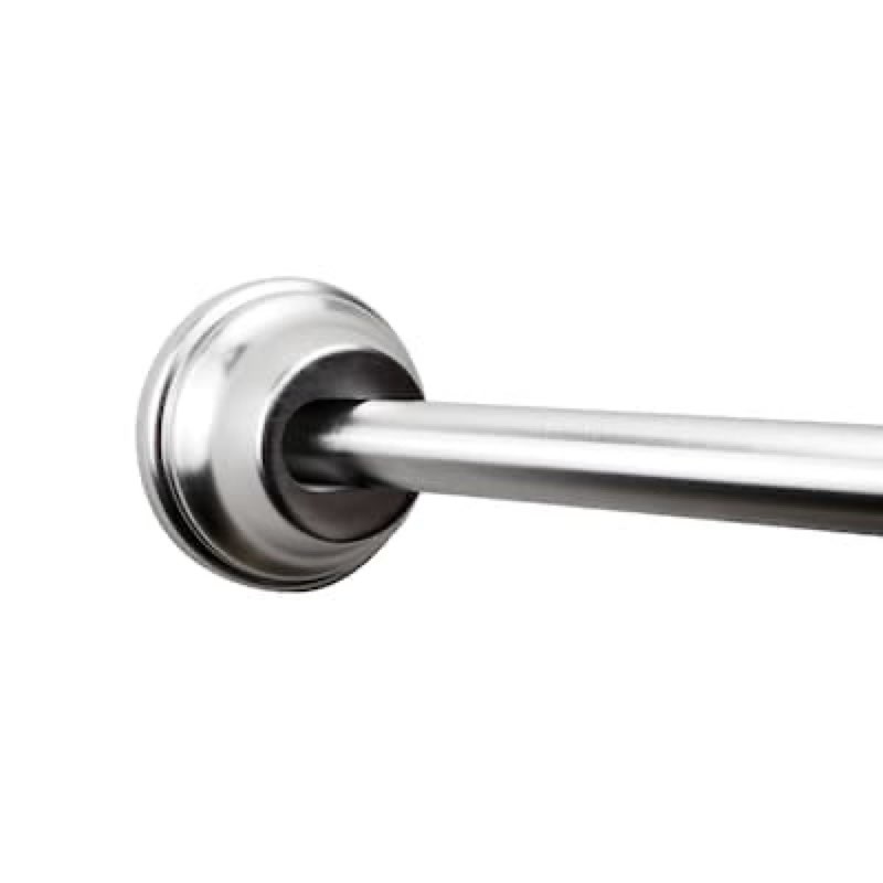 allen + roth 44-in to 72-in brushed nickel fixed or tension single curve adjustable shower curtain rod