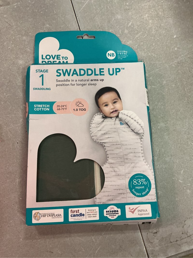 Condition photo showing New/Like New for love to dream swaddle up, baby sleep sack, self-soothing swaddles for newborns, improves sleep, snug fit helps calm startle reflex, new born essentials for baby, 1.0 tog, newborn 5-8.5 lbs, deep olive newborn (5-8.5 lbs) deep olive