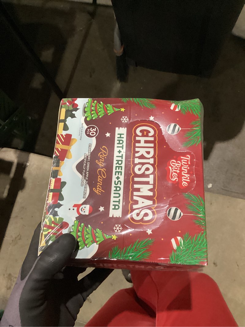 Condition photo showing New/Like New for 30 Pack Christmas Ring Candy – Individually Wrapped Holiday Themed Santa, Tree, Hat Lollipops – Strawberry, Green Apple, Tutti Frutti Delicious Flavors – Bulk Christmas Suckers Great Use, For Stocking Stuffers Kids Party Favor, Classrooms Partys, Goodie Bags 30 Pack 30