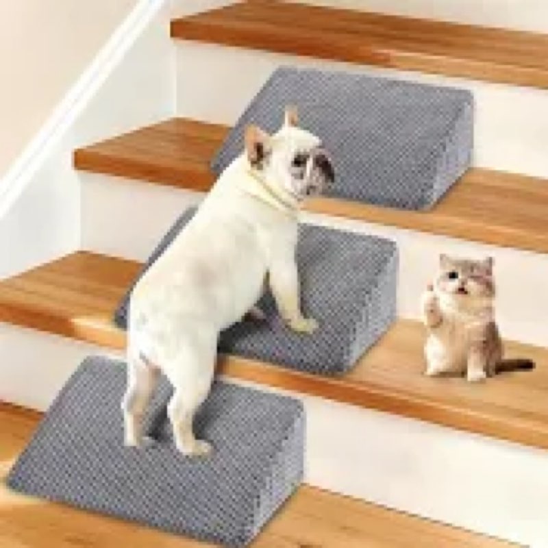 Dog Ramp for Stairs for Small & Senior Dogs and Cats – Non-Slip Stair Wedges for Dogs with Gentle Sl