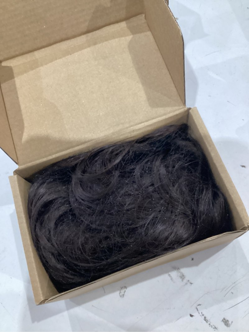 Condition photo showing As Is for reecho 12" ponytail extension, classic loose curly wavy claw clip pony tails hair extensions hairpieces for women (dark brown with highlights)