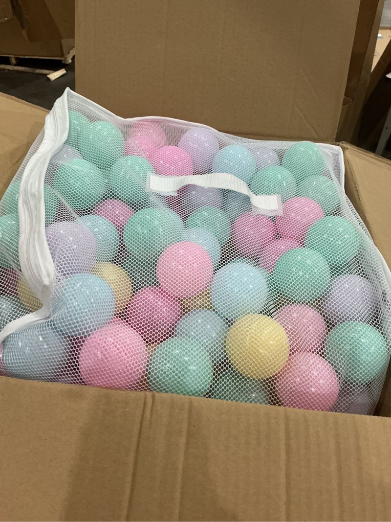 Condition photo showing Good Condition for moonxhome ball pit balls for toddlers, bpa free crush proof plastic toy balls for ball pit, children's pool water toys, macaron ocean balls for play tent 2.15 inch pack of 100 200 500 800 1000 a-transparent 500