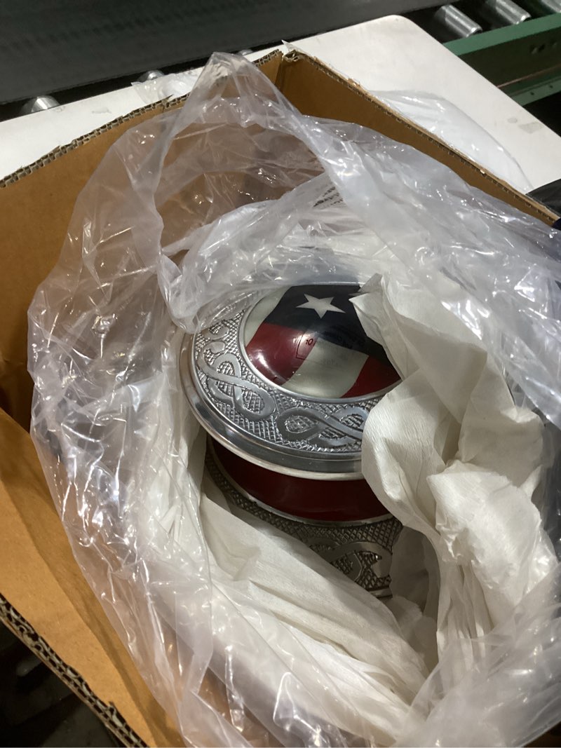 Condition photo showing Good Condition for American Flag Patriotic and Veteran Cremation Urns for Human Ashes Adult Male | Funeral Decorative Urn for Men Carefully Handcrafted with Necklace (Large/Adult, American Flag) 1 Large / Adult American Flag