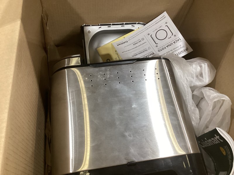 Condition photo showing Good Condition for cuisinart bread maker machine, stainless steel automatic bread machine with 12 menu options, 3 loaf sizes up to 2 lb., 3 crust colors, removable nonstick baking pan & kneading paddle, cbk-110nas
