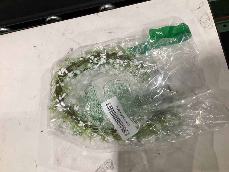 Condition photo showing As Is for handmade white flower crown floral hair garland flower crown halo headpiece boho with ribbon wedding party photos 00-white