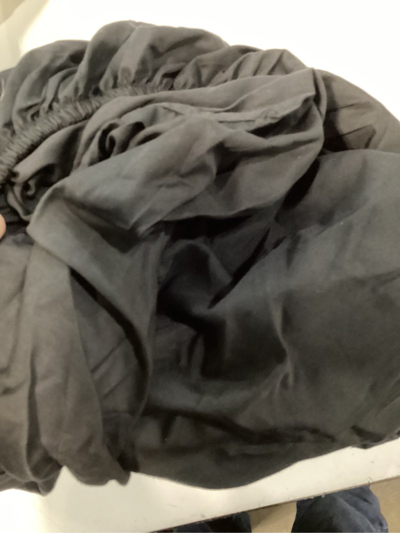 Condition photo showing As Is for mainstays reversible microfiber fitted sheet, black, twin-xl