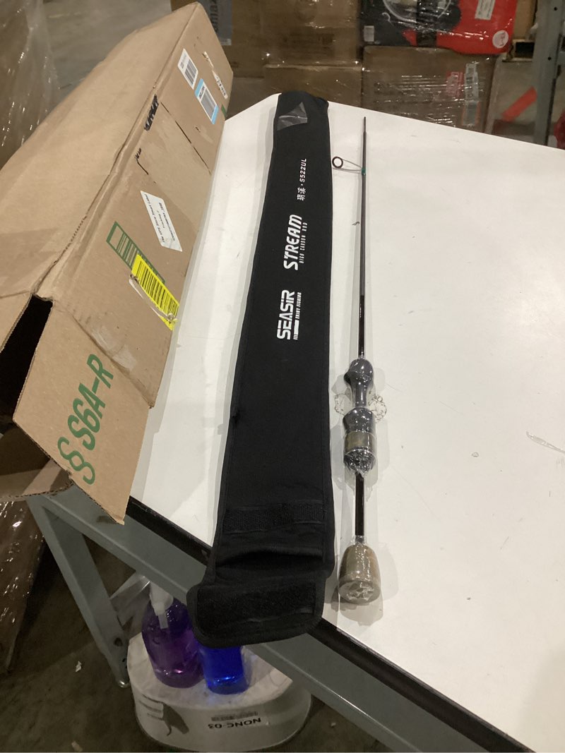 Condition photo showing Good Condition for seasir stream fishing rod, ultralight spinning rod travel bait casting rod, 2 piece, fuji a o ring guide, solid wood handle, 40t carbon fiber, compact fishing pole for saltwater freshwater trout bass spinning-1.57m/5'2''-ul-f