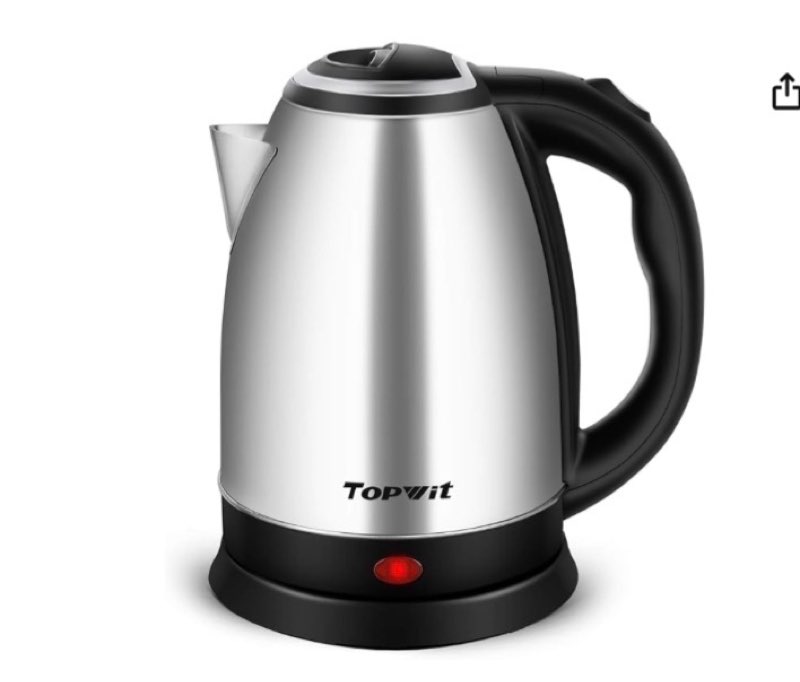 topwit electric kettle, 2.0l hot water kettle electric, bpa-free stainless steel tea kettle, electric kettles for boiling water with fast boil, auto shut-off & boil dry protection, silver