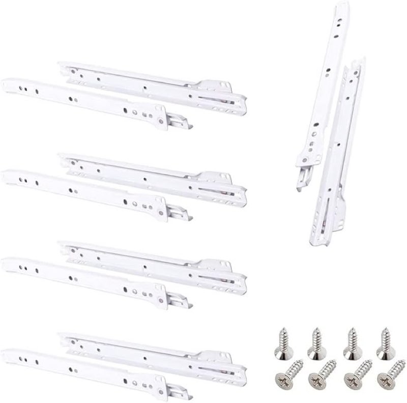 Drawer Runners,Roller Drawer Slides/Runners Bottom Fix Metal White Size 400mm Keyboard Slide Tray Metal Steel Drawer Ball Bearing Runners Slides 30kg