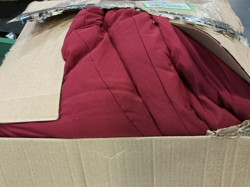 Condition photo showing As Is for bedsure queen comforter set - 7 pieces burgundy queen bedding set for all seasons, boho contrasting design bed in a bag with comforter, sheets, pillowcases & shams 12 - burgundy/roan rouge queen