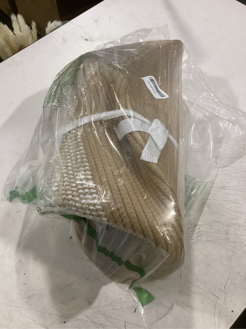 Condition photo showing Good Condition for 65l large blanket basket, 19.7" l x 19.7" w x 13" h cotton rope woven storage basket,laundry hamper for toys, clothes, pillows & towels, perfect for living room, nursery & bedroom,yellow yellow 19.7"l x 19.7"w x 13"h(65l)
