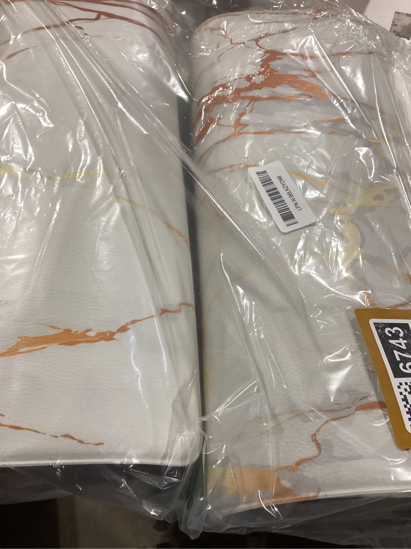 Condition photo showing Good Condition for mrcrypos gold white kitchen rugs cushioned anti fatigue 2 pcs marble kitchen mats pvc non slip waterproof kitchen mats for floor sink laundry office 17" w x 29" l + 17" w x 47" l white marble