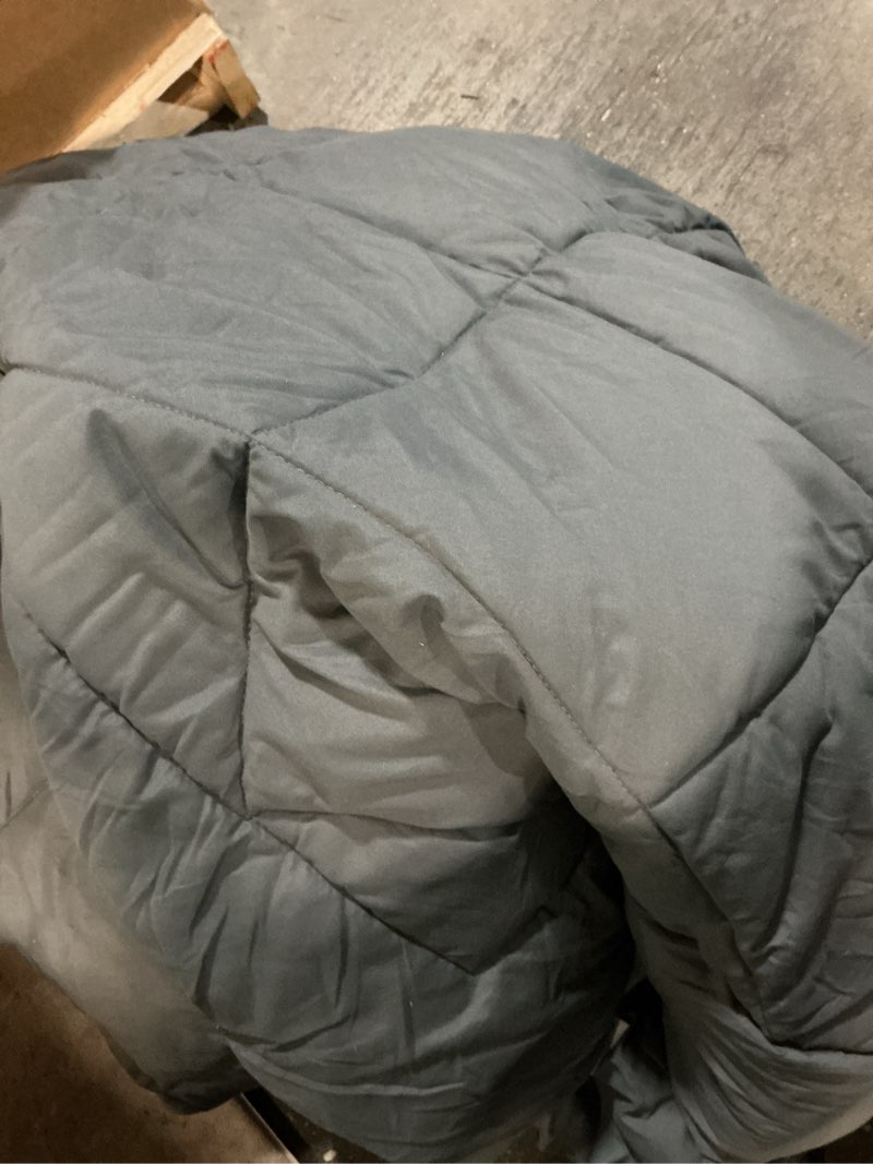 Condition photo showing As Is for Love's cabin Full Comforter Set Dark Grey, 7 Pieces Full Bed in a Bag, All Season Bedding Sets with 1 Comforter, 1 Flat Sheet, 1 Fitted Sheet, 2 Pillowcase and 2 Pillow Sham Full Dark Grey