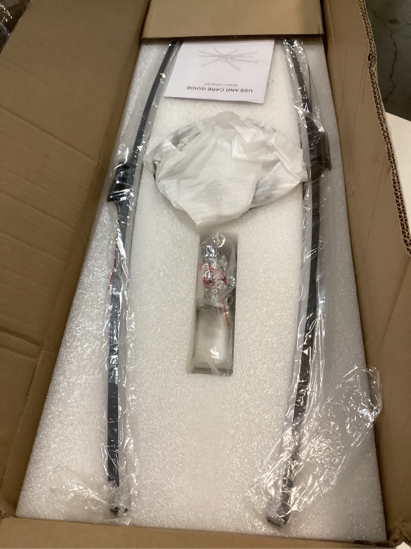 Condition photo showing Good Condition for Modern 32.8" LED Chandelier Ceiling Light 6-Lights Black Dimmable Semi Flush Mount Ceiling Light Fixtures with Remote for Living Room Bedroom Kitchen 65 W 3000K-6000K Black-A 6 Lights - Arch Bars - Remote Control - 32.8"