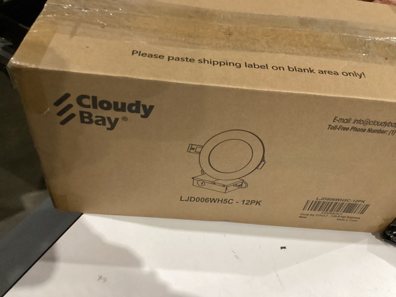 Condition photo showing New/Like New for CLOUDY BAY 12 Pack 6 Inch 5CCT Ultra-Thin LED Recessed Ceiling Light with Junction Box,2700K/3000K/3500K/4000K/5000K Selectable,15W Dimmable, Canless Wafer Downlight, White,1000LM High Brightness 6 Inch 5CCT | 12 Pack