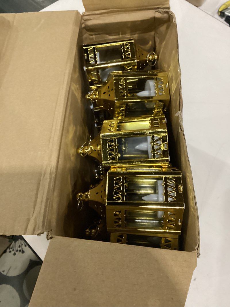 Condition photo showing Good Condition for not tested**** hortsun 20 pcs mini vintage lantern decorative wedding table centerpiece led candles lamp battery powered hanging tealight lantern for home indoor outdoor party decor(shiny gold)