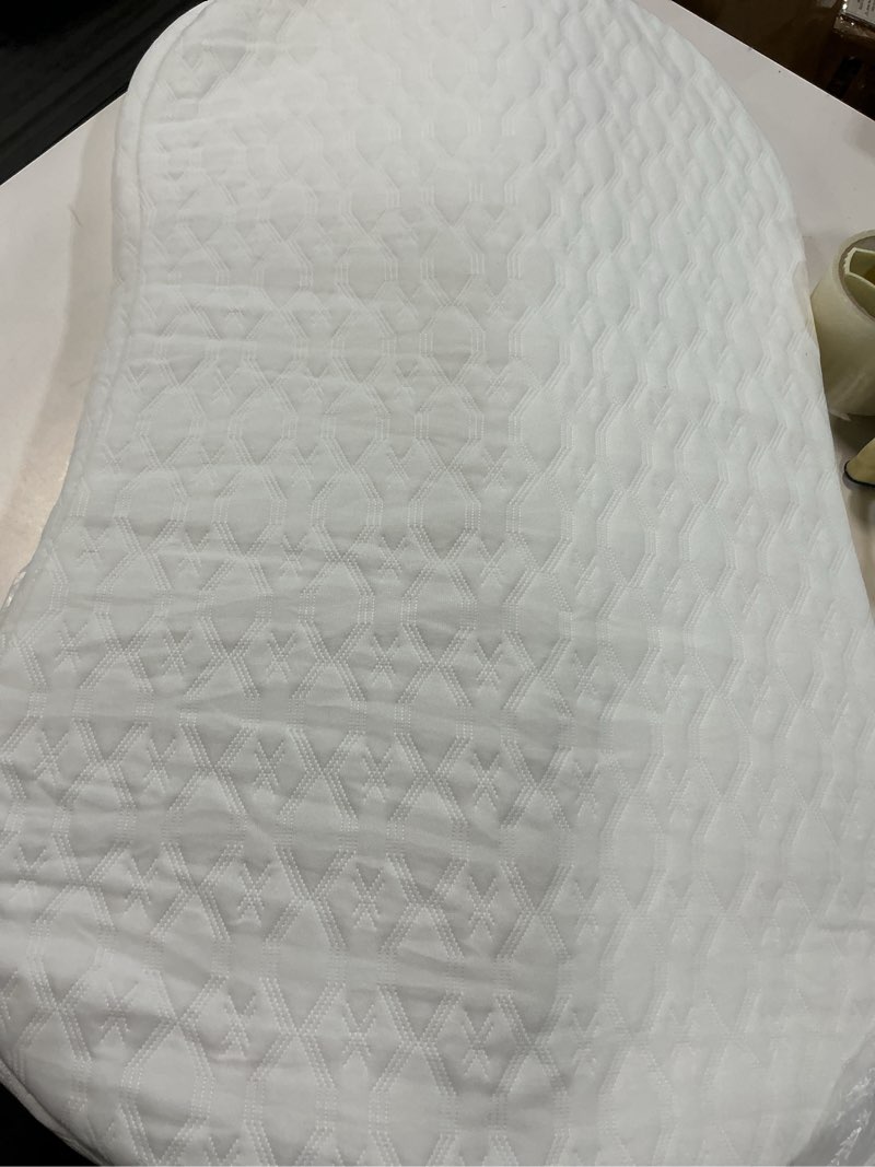 Condition photo showing As Is for pro goleem baby bassinet mattress pad 30"x18" peanut hourglass, waterproof soft cover gel memory foam, dual side cradle mattress fit halo bassinest bassinet series