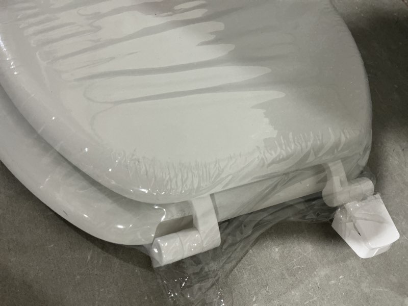 Condition photo showing As Is for project source wood white round toilet seat