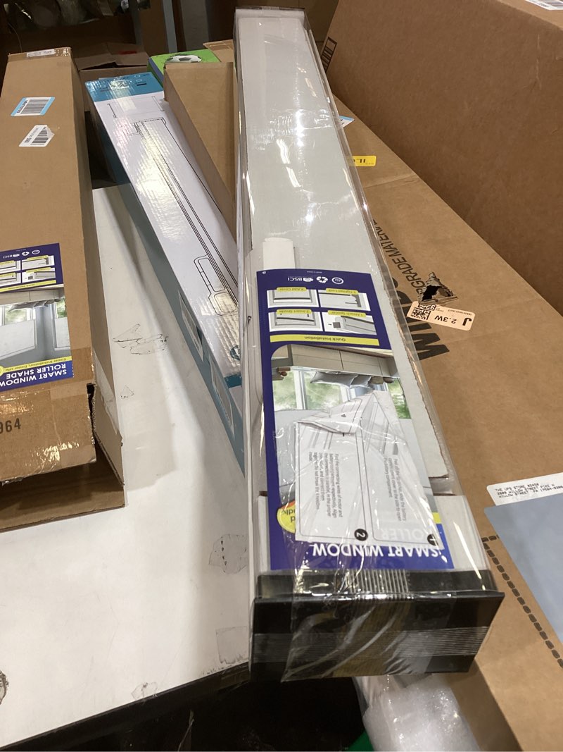 Condition photo showing Good Condition for smart motorized blinds with remote, cordless no-drill automatic roller shades, blackout electric blind for windows, white, 34 x 72 34"w x 72"h white