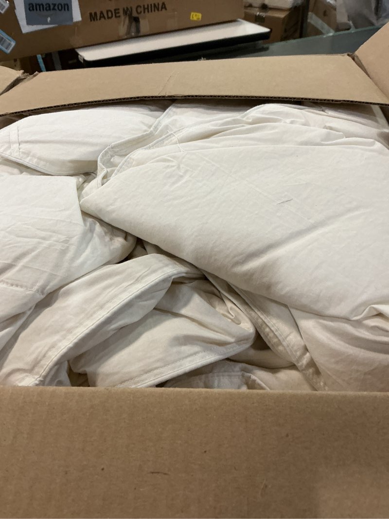 Condition photo showing As Is for Cobnom® Feather and Down Fibres Comforter Queen Size - 100% Organic Cotton, Quill-Free & Ethical, Luxury All Season Duvet Insert (White, 90x90 Inches) White / All Season Queen (U.S. Standard)