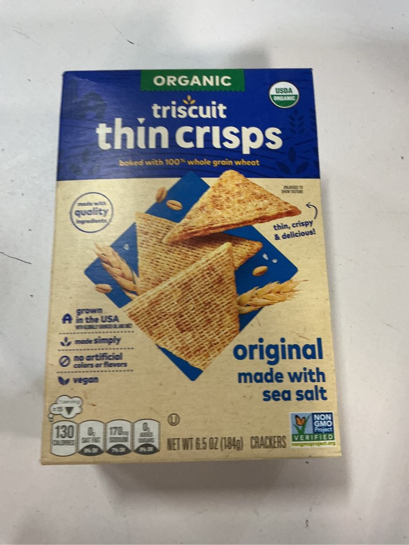 Condition photo showing New/Like New for ((B.B.Y 21/MAR/2026))TRISCUIT THIN CRISPS CRACKERS ORGANIC ORGINIAL1X6.5 OZ