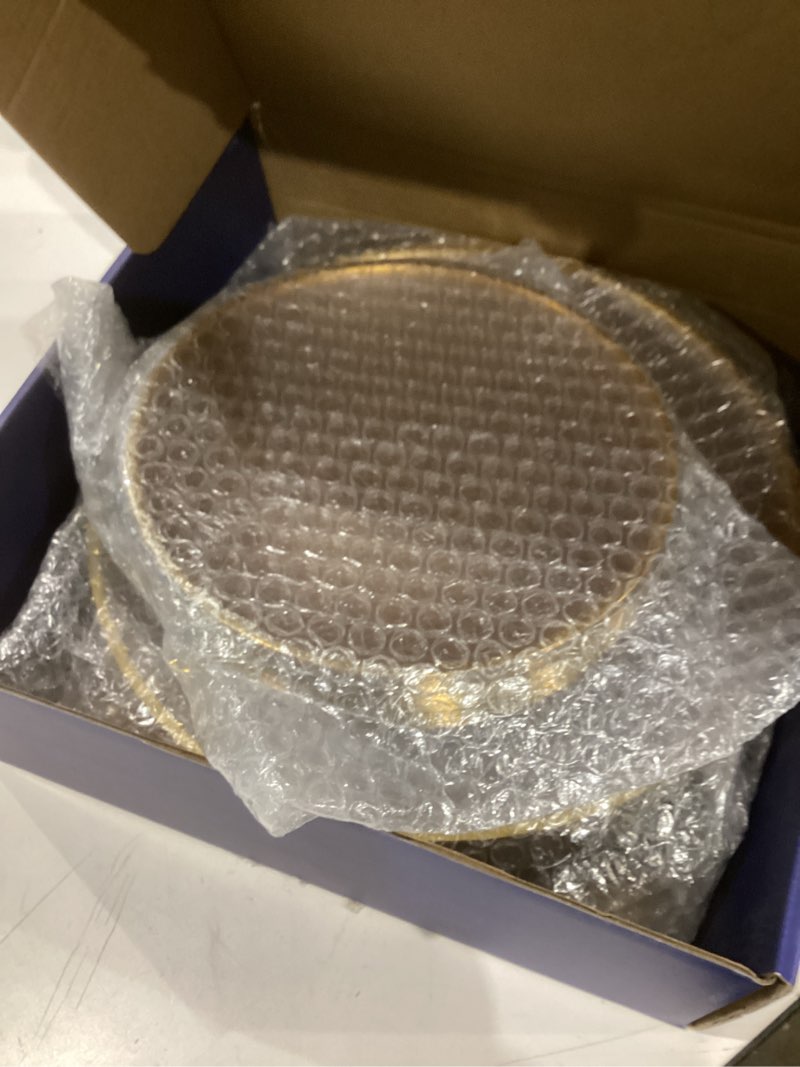 Condition photo showing New/Like New for N9R 60 PCS Mocha Mousse Plastic Plates with Gold Rim, Elegant Disposable Plates, Circular Ribbed Design, 30 Dinner & 30 Dessert Plate for Parties, Weddings, Banquets and Events